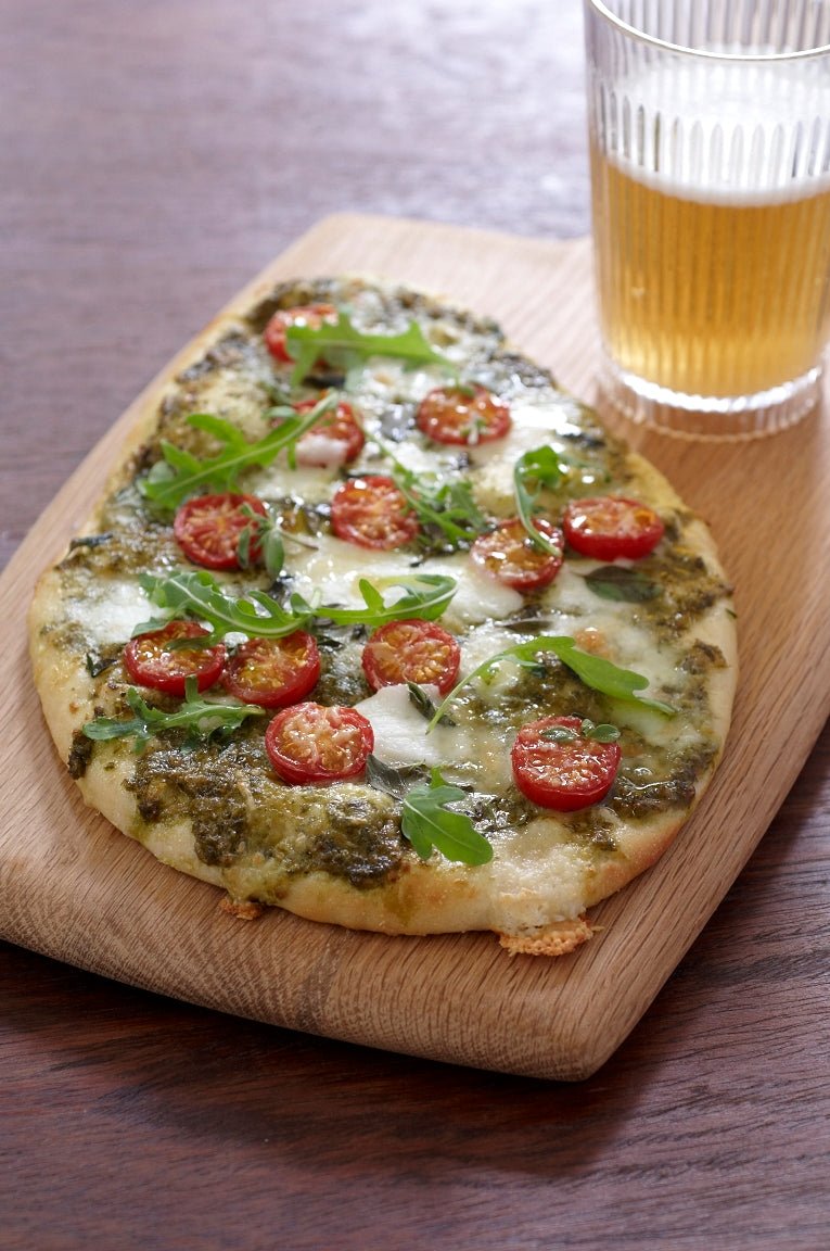 Basil Pesto Mozzarella Cherry Tomato Pizza