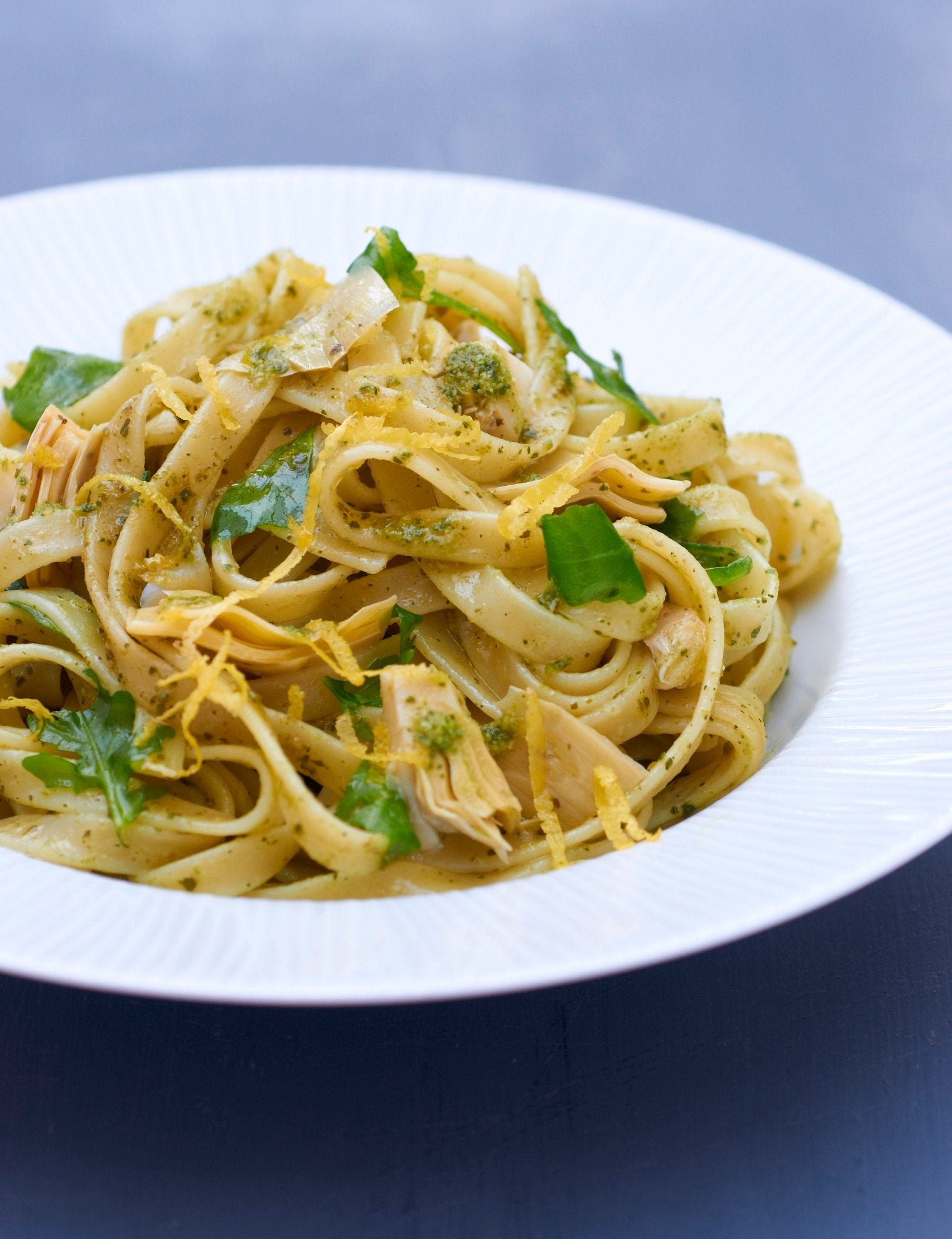 Lemon Artichoke Basil Pesto Tagliatelle