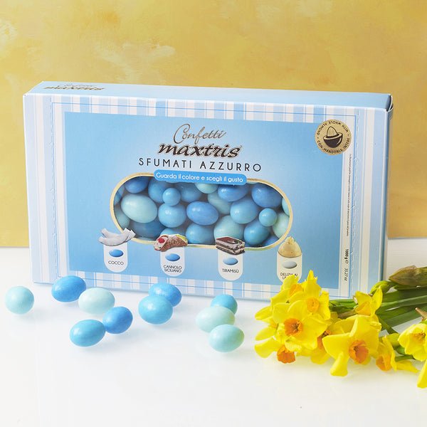 Confetti Pelino - Sugared Almonds Ciocomandorla - L.Blue with Chocolate -  300g