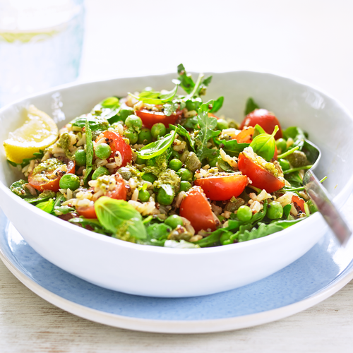 Herby Rice & Quinoa Salad with Basil Pesto