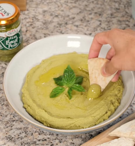 Vegan Basil Pesto Hummus