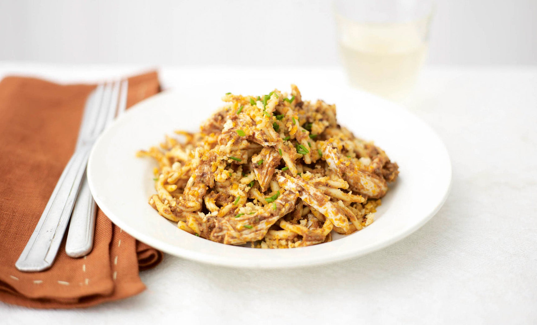 Chicken & Olive Pasta with Crispy Breadcrumbs