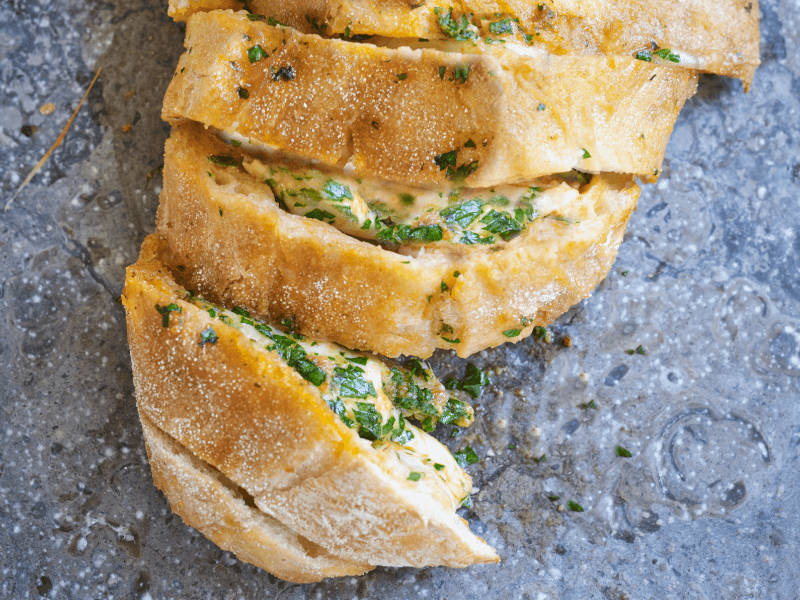 Italian Garlic bread with Basil Pesto