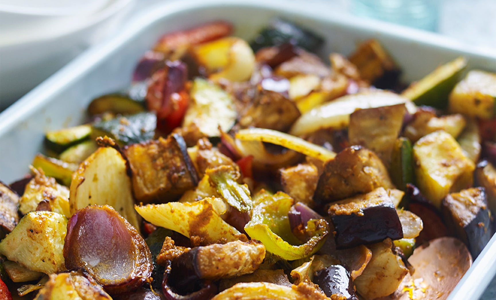 Mediterranean Roasted Vegetables with Tomato Pesto