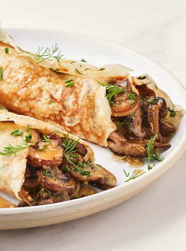 Truffle Pesto & Mushroom Filled Herby Crepes