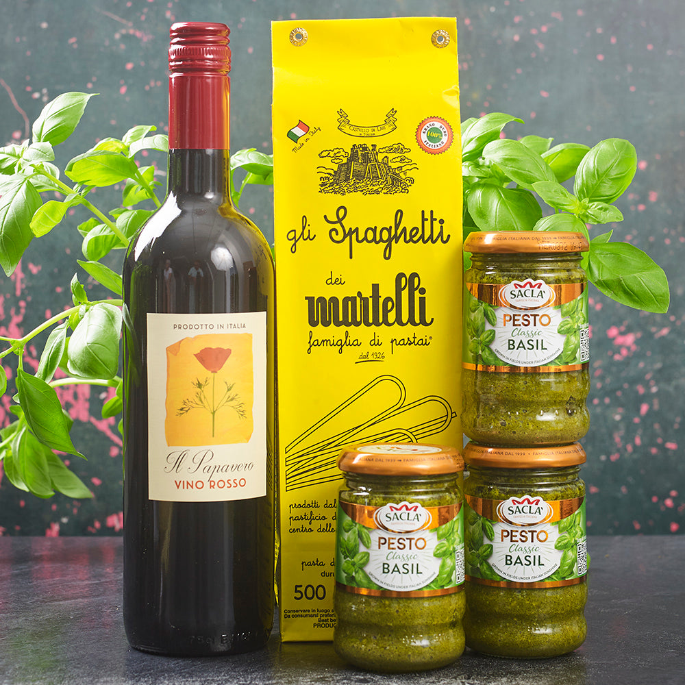 Classic Basil Pesto Dinner with Red Wine Bundle