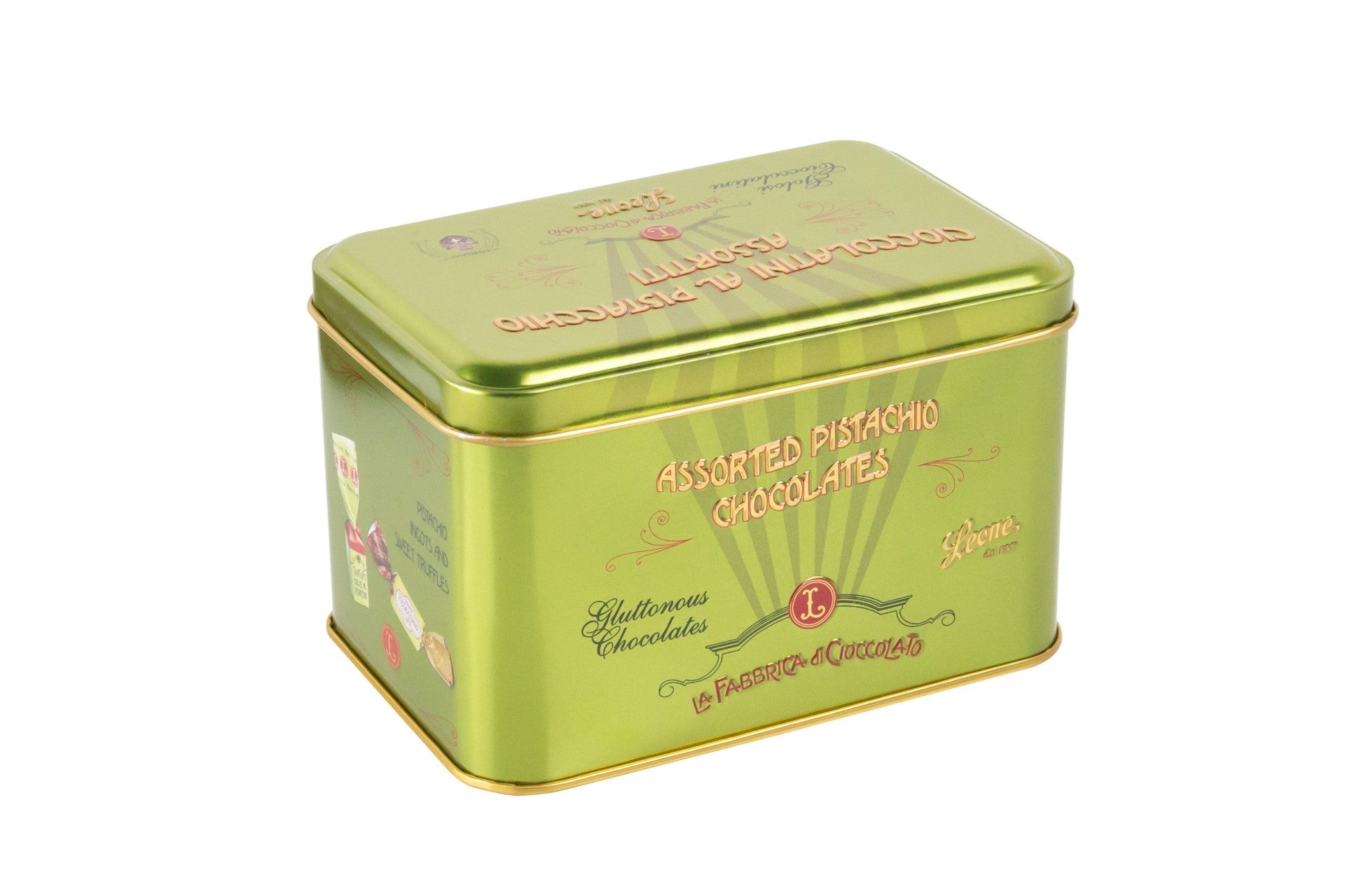 Assorted Pistachio Chocolates in Tin 150g by Leone