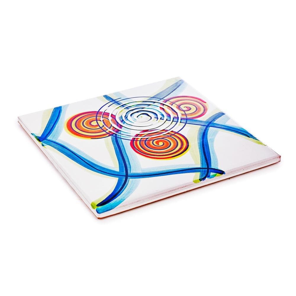 Ceramic Tile 20cm by Sol'Art with Blue Lines